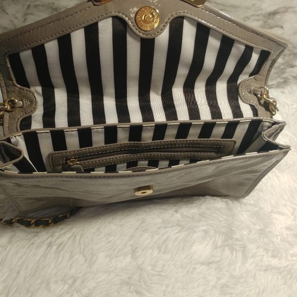 Gianni Bini Blue Calf Hair and Grey Patent Leather Clutch Bag - Picture 6 of 7